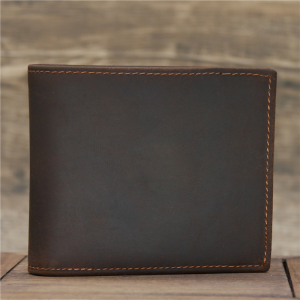 Genuine Leather Short Wallet – Vintage Crazy Horse Cowhide with Multi-Compartment Design