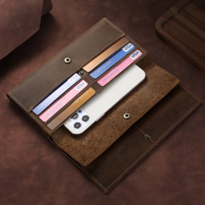 Crazy Horse Genuine Leather Long Wallet – Multi-Function Retro Men’s Wallet