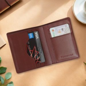 Premium Genuine Leather Bi-Fold Wallet – Red Wine